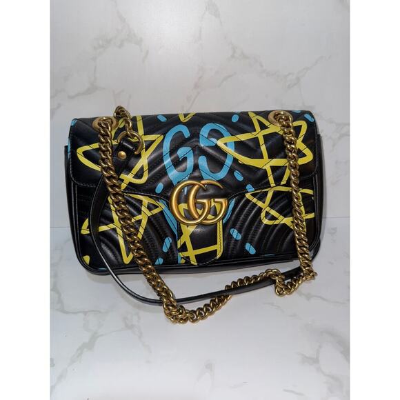 Calfskin Matelasse GucciGhost Small GG Marmont Shoulder Bag - Picture 1 of 9